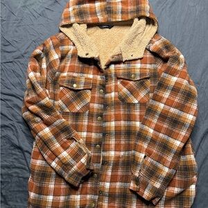 Cozy Brown Plaid Teddy Jacket with Hood